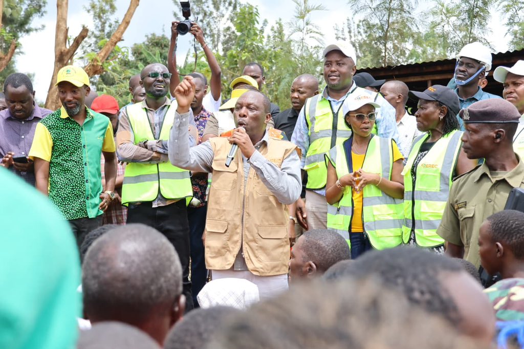 Forestry PS Mr. Gitonga Mugambi, alongside national and county leaders, addresses residents during the flagging off of the Ciambugu Electrification Project in Mbeere North Constituency, Embu County, on 8 November 2025, highlighting the link between clean energy access and the #15BillionTrees Programme.