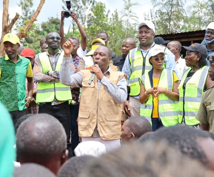 Forestry PS Mr. Gitonga Mugambi, alongside national and county leaders, addresses residents during the flagging off of the Ciambugu Electrification Project in Mbeere North Constituency, Embu County, on 8 November 2025, highlighting the link between clean energy access and the #15BillionTrees Programme.