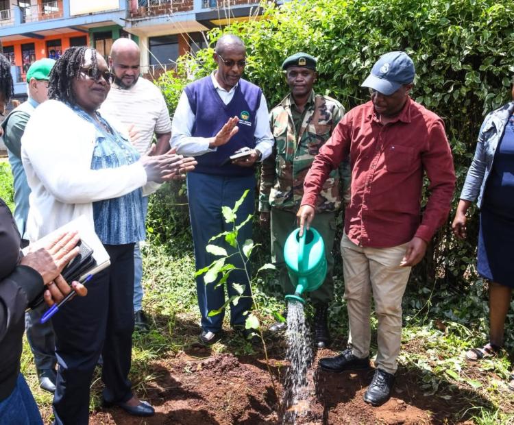 ceremonial tree planting led by Foresry PS Mr. Gitonga Mugambi