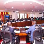 State department officials led by principal secretary Mr. Gitonga Mugambi during the presentation of performance contrats at tha National assembly.